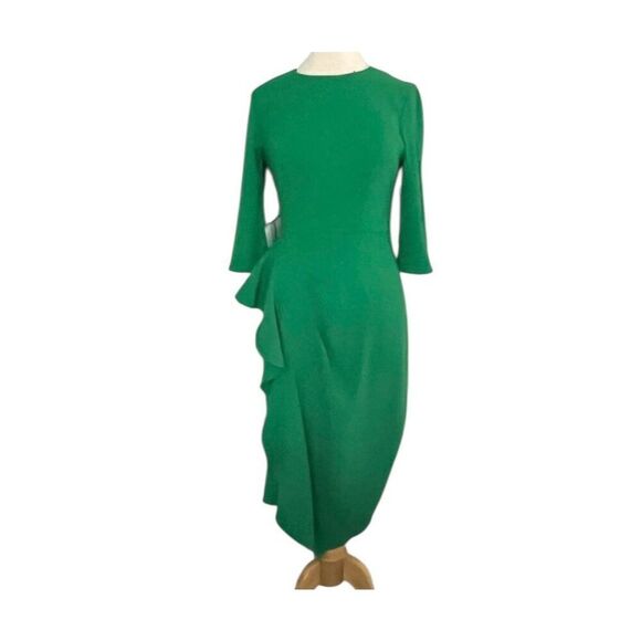✨Kay Unger Esther Stretch Crêpe Cocktail Green Sz 6 Dress✨ - Picture 3 of 8
